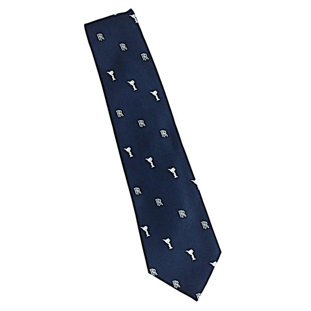 Rolls-Royce Men’s Navy Blue Luxury Designer Necktie | Iconic R R Patt - Picture 2 of 8